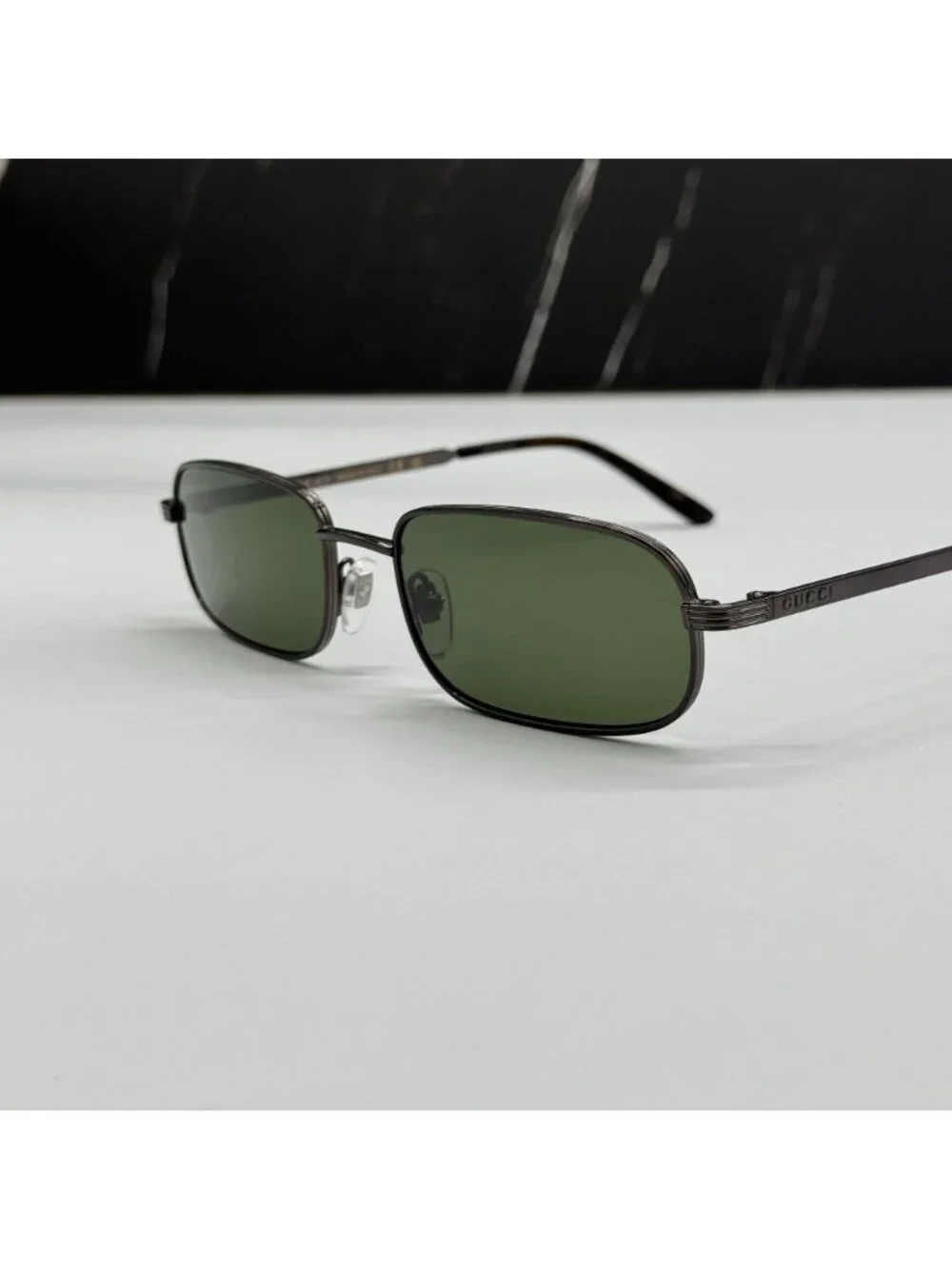New Gucci GG1457S 003 Gray Green Square Metal Sunglasses